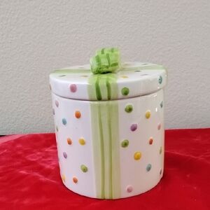 D - NWOT Colorful Polka Dot Ceramic Jar